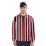 Vertical Stripes - White and Maroon Red Wind Breaker (Men)