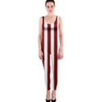 Vertical Stripes - White and Maroon Red OnePiece Catsuit