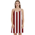 Vertical Stripes - White and Maroon Red Women s Reversible Sports Bra with Border
