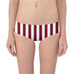 Vertical Stripes - White and Maroon Red Classic Bikini Bottoms