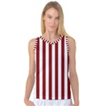 Vertical Stripes - White and Maroon Red Women s Basketball Tank Top