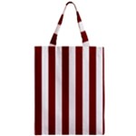 Vertical Stripes - White and Maroon Red Zipper Classic Tote Bag