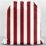 Vertical Stripes - White and Maroon Red Drawstring Bag (Large)