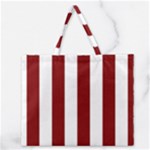 Vertical Stripes - White and Maroon Red Zipper Large Tote Bag