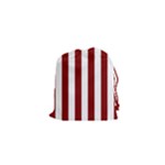 Vertical Stripes - White and Maroon Red Drawstring Pouch (XS)