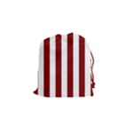 Vertical Stripes - White and Maroon Red Drawstring Pouch (S)