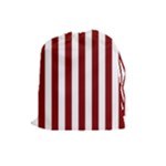Vertical Stripes - White and Maroon Red Drawstring Pouch (L)