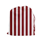 Vertical Stripes - White and Maroon Red Drawstring Pouch (XL)
