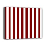 Vertical Stripes - White and Maroon Red Deluxe Canvas 20  x 16  (Stretched)