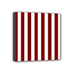 Vertical Stripes - White and Maroon Red Mini Canvas 4  x 4  (Stretched)