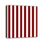 Vertical Stripes - White and Maroon Red Mini Canvas 6  x 6  (Stretched)