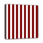 Vertical Stripes - White and Maroon Red Mini Canvas 8  x 8  (Stretched)