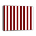 Vertical Stripes - White and Maroon Red Canvas 14  x 11  (Stretched)