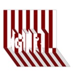 Vertical Stripes - White and Maroon Red GIRL 3D Greeting Card (7x5)