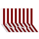 Vertical Stripes - White and Maroon Red Twin Heart Bottom 3D Greeting Card (8x4)