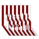 Vertical Stripes - White and Maroon Red Miss You 3D Greeting Card (7x5)