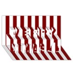 Vertical Stripes - White and Maroon Red Merry Xmas 3D Greeting Card (8x4)