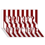 Vertical Stripes - White and Maroon Red Happy New Year 3D Greeting Card (8x4)