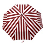 Vertical Stripes - White and Maroon Red Folding Umbrella