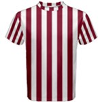Vertical Stripes - White and Burgundy Red Men s Cotton Tee