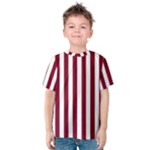 Vertical Stripes - White and Burgundy Red Kid s Cotton Tee
