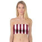 Vertical Stripes - White and Burgundy Red Bandeau Top