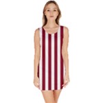 Vertical Stripes - White and Burgundy Red Bodycon Dress