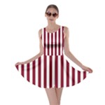 Vertical Stripes - White and Burgundy Red Skater Dress