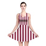 Vertical Stripes - White and Burgundy Red Reversible Skater Dress