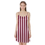 Vertical Stripes - White and Burgundy Red Satin Night Slip