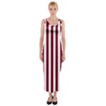 Vertical Stripes - White and Burgundy Red Fitted Maxi Dress