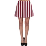 Vertical Stripes - White and Burgundy Red Skater Skirt