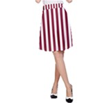 Vertical Stripes - White and Burgundy Red A-Line Skirt