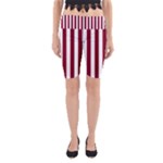 Vertical Stripes - White and Burgundy Red Yoga Cropped Leggings