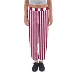 Vertical Stripes - White and Burgundy Red Women s Jogger Sweatpants