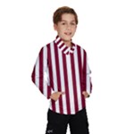 Vertical Stripes - White and Burgundy Red Wind Breaker (Kids)