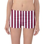 Vertical Stripes - White and Burgundy Red Reversible Boyleg Bikini Bottoms