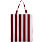 Vertical Stripes - White and Burgundy Red Zipper Classic Tote Bag