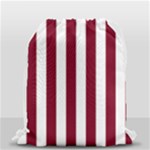 Vertical Stripes - White and Burgundy Red Drawstring Bag (Small)