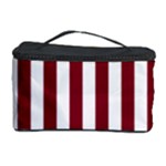 Vertical Stripes - White and Burgundy Red Cosmetic Storage Case