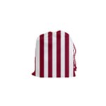Vertical Stripes - White and Burgundy Red Drawstring Pouch (XS)