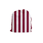 Vertical Stripes - White and Burgundy Red Drawstring Pouch (M)