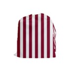 Vertical Stripes - White and Burgundy Red Drawstring Pouch (L)