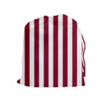 Vertical Stripes - White and Burgundy Red Drawstring Pouch (XL)