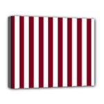 Vertical Stripes - White and Burgundy Red Deluxe Canvas 20  x 16  (Stretched)
