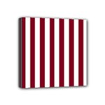 Vertical Stripes - White and Burgundy Red Mini Canvas 4  x 4  (Stretched)