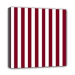 Vertical Stripes - White and Burgundy Red Mini Canvas 8  x 8  (Stretched)
