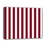 Vertical Stripes - White and Burgundy Red Canvas 14  x 11  (Stretched)