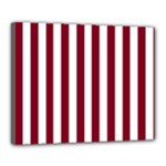 Vertical Stripes - White and Burgundy Red Canvas 20  x 16  (Stretched)