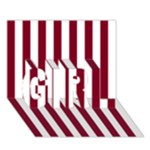 Vertical Stripes - White and Burgundy Red GIRL 3D Greeting Card (7x5)